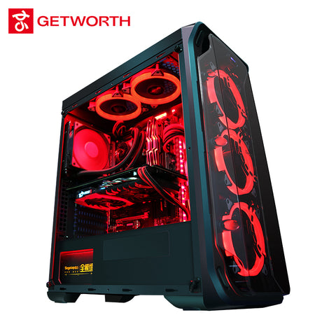 R35 High End Gaming Desktop Computer Desk I7 8700k 1060 240G SSD 8G RAM Z370 Brand New Red Series PC Water Cooling